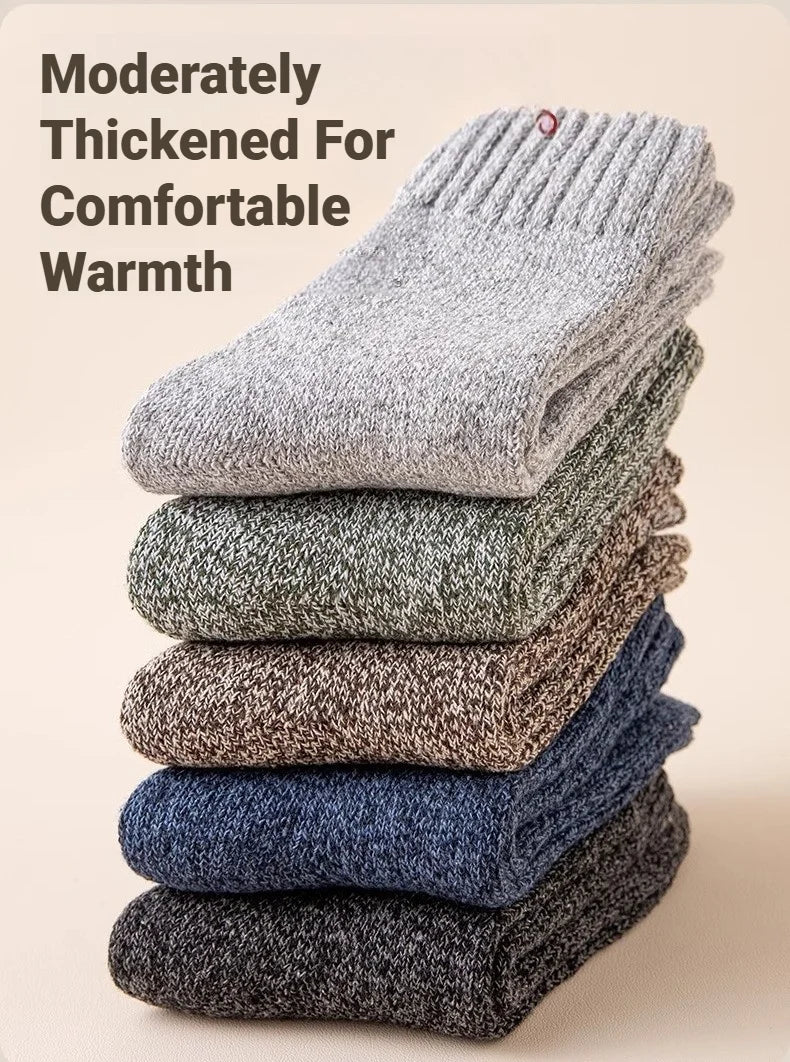 CHUANGERM 3 Pairs Men's Winter Thermal Socks Thick Warm Snow‑Proof Casual Outdoor Daily Wear Soft Comfort Meias Masculinas