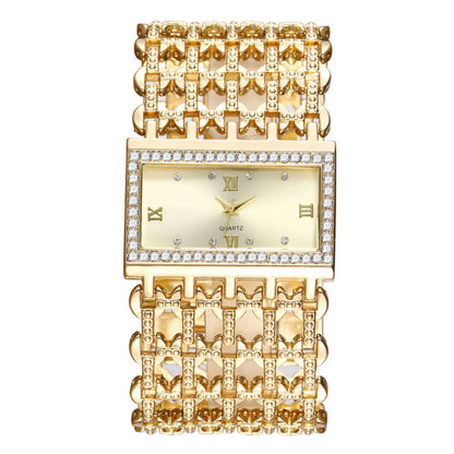 Luxury Noble Gold Ladies Quartz Watch Fashion Women's Skeleton Bracelet full Dress Clock Watches
