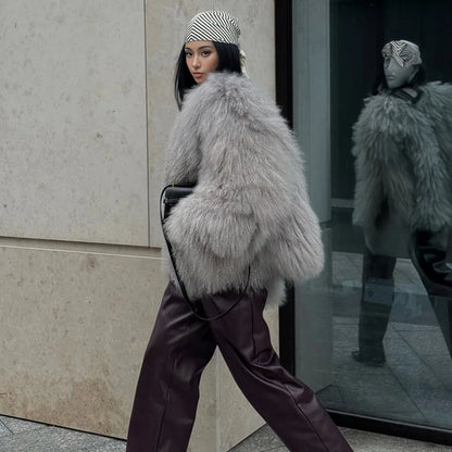 Collarless Tibetan Lamb Fur Coat Genuine Sheep Wool Jacket Natural Sheepskin Coat Luxury New Arrivals Women's Clothing