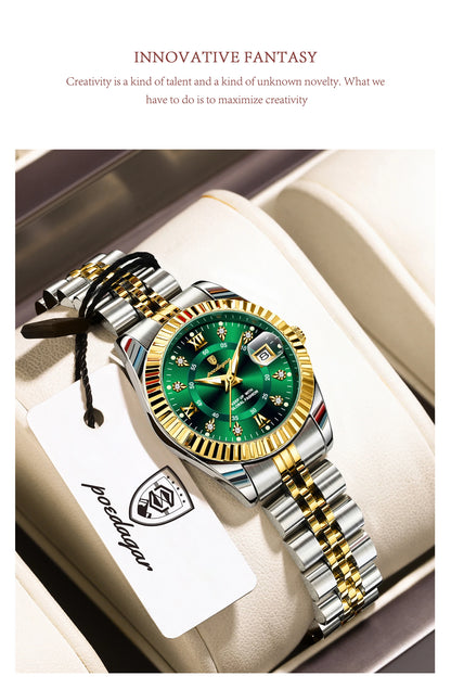 POEDAGAR Elegant Women's Watch Waterproof Luminous Date Fashion Ladies Wristwatch Stainless Steel Quartz Watches For Women Reloj