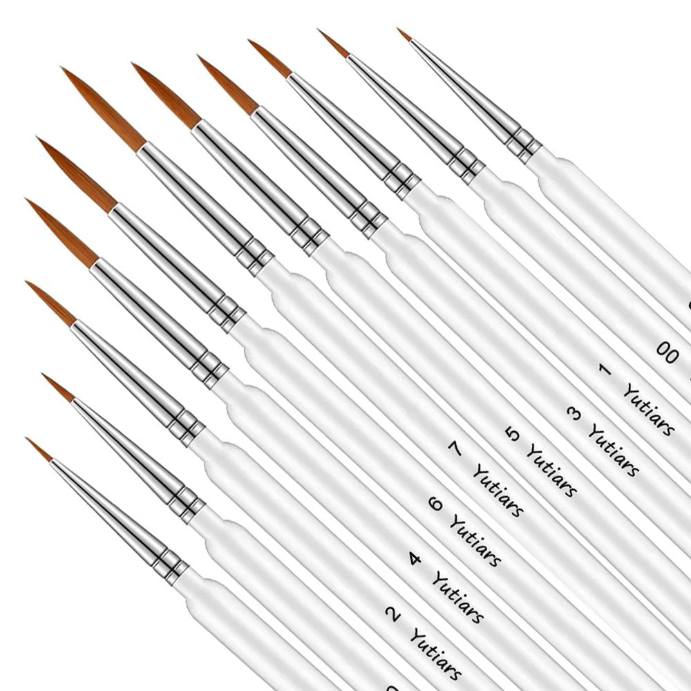 10/11pcs Miniature Paint Brushes, Detail Tip Paint Brushes Set With Ergonomic Handle - Suitable For Acrylic Painting, Oil, Wat