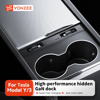 YZ For Tesla Model 3/YYL Juniper Highland 2026 45W Central Control Fast Charging Expansion Dock Car Intelligent Adapter Splitter