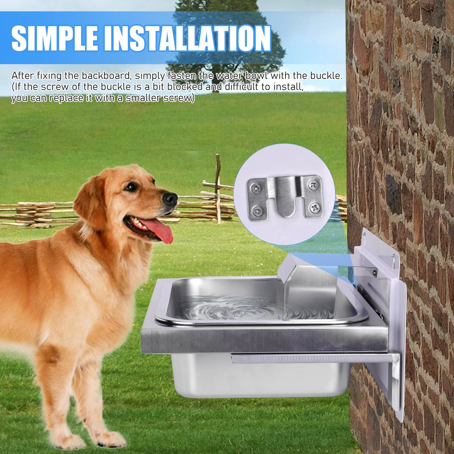 10L Automatic Pet Water Dispenser with 100Cm Metal Hose - Stainless Steel Outdoor Drinking Bowl for Cats, Chickens, And Livestock with Self-Refilling Feature