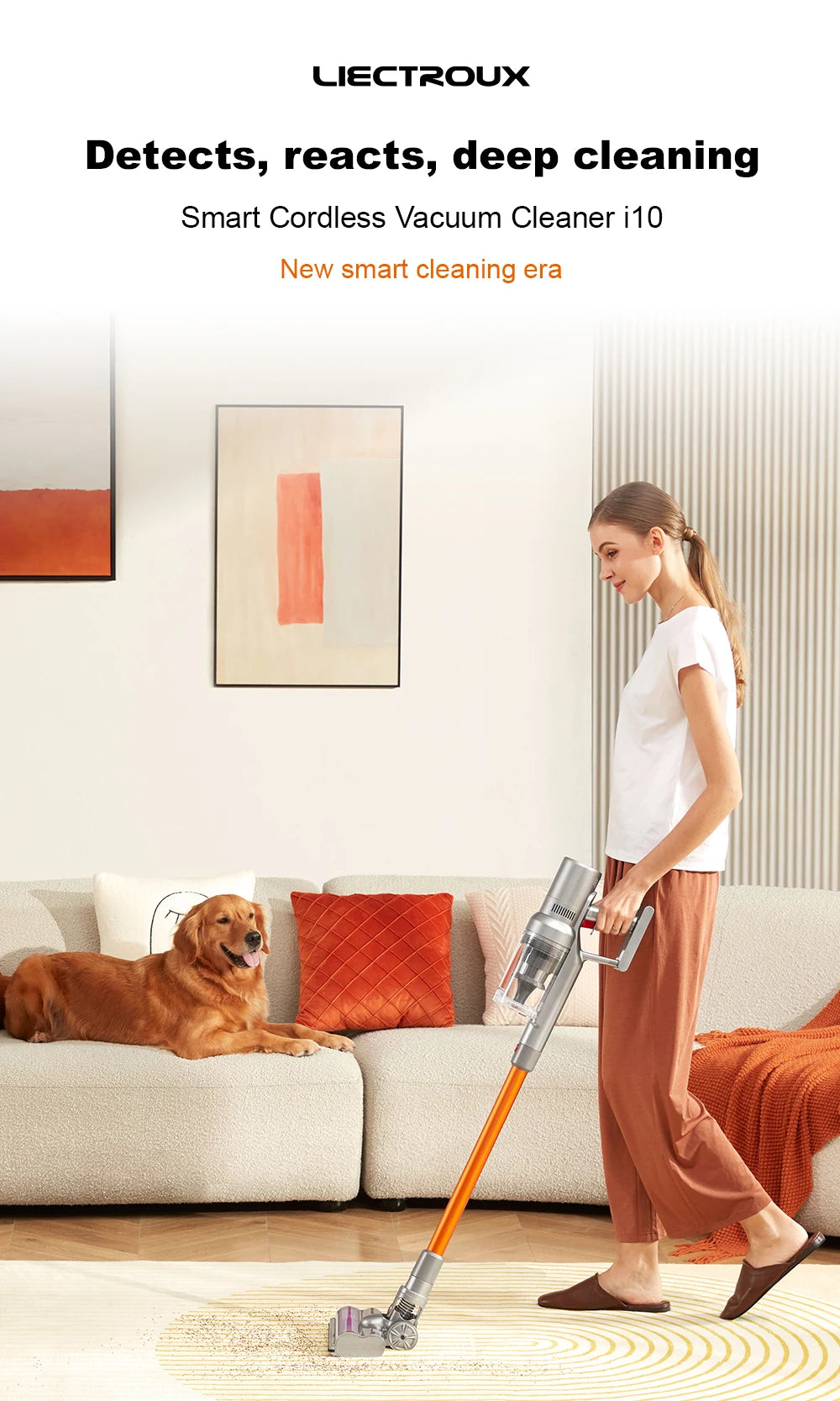 Handheld Cordless Wireless Vacuum Cleaner Liectroux I10, 27000PA, Smart Dust Detection, Big Touch Screen, Auto Speed