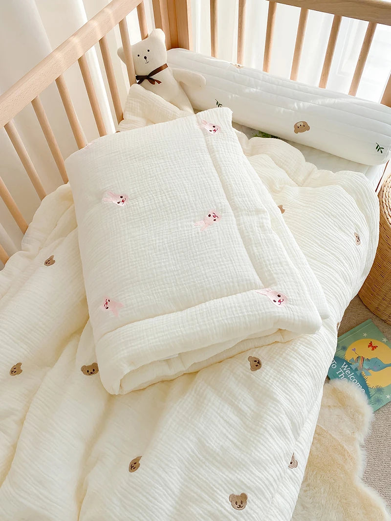 Baby Quilt Cartoon Bear Bunny Newborn Nap Quilts Soft Cotton Infant Blanket Spring Fall Winter Swaddle Wrapped Bedding 100*120CM