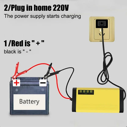 Car Battery Charger 12V 2A 220V Power Puls Repair Charger Wet Dry Lead Acid Battery LED Display Moto Truck Battery Charger