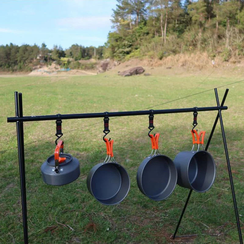 Camping Cookware Cooking Kettle Pot Hiking Picnic Equipment Portable Frying Pan Hanging Pot, Hiking Picnic Tableware