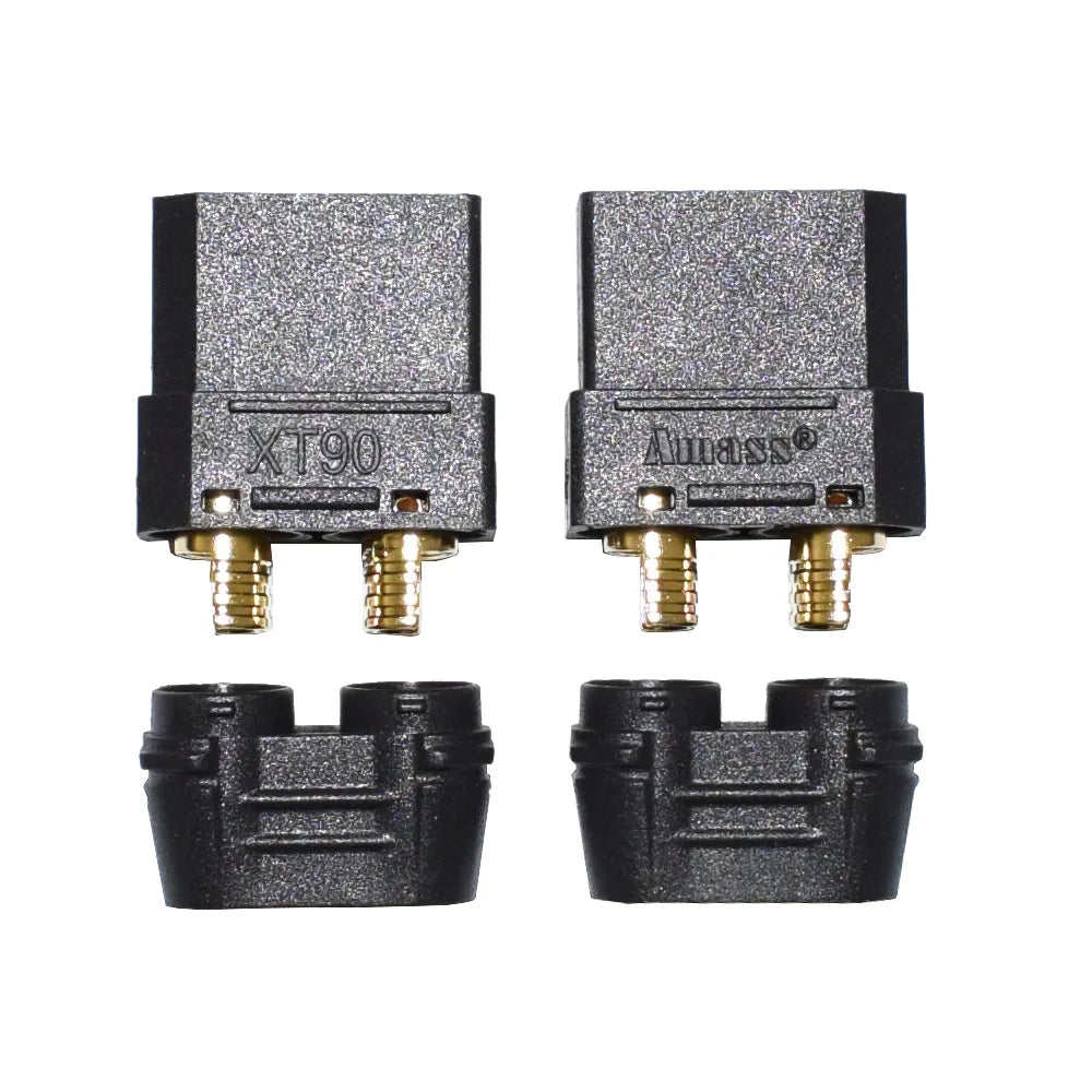 Amass XT90E-M Battery Connector XT90E Male Plug Gold-Plated Connector with PVC Protective Sleeve Dust Cap for RC Aircraft Drone