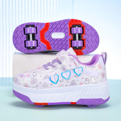 Roller Skate Shoes Kids Sneakers With Wheels Children Roller Skates Fashion Outdoor Sports Shoes Girls Boys Gifts Breathable New