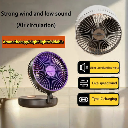 Lenovo 5000mAh 3IN1 Rechargeable Multifunctional Portable Fan Wall Mounted Fan 90° Folding Fan 4 Gears With Warm Night Light