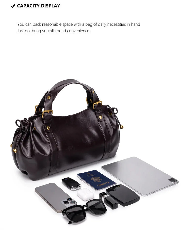 Sac à main à bandoulière Simple pour femmes, sac Boston élégant et polyvalent, sac de travail intérieur en Polyester doux