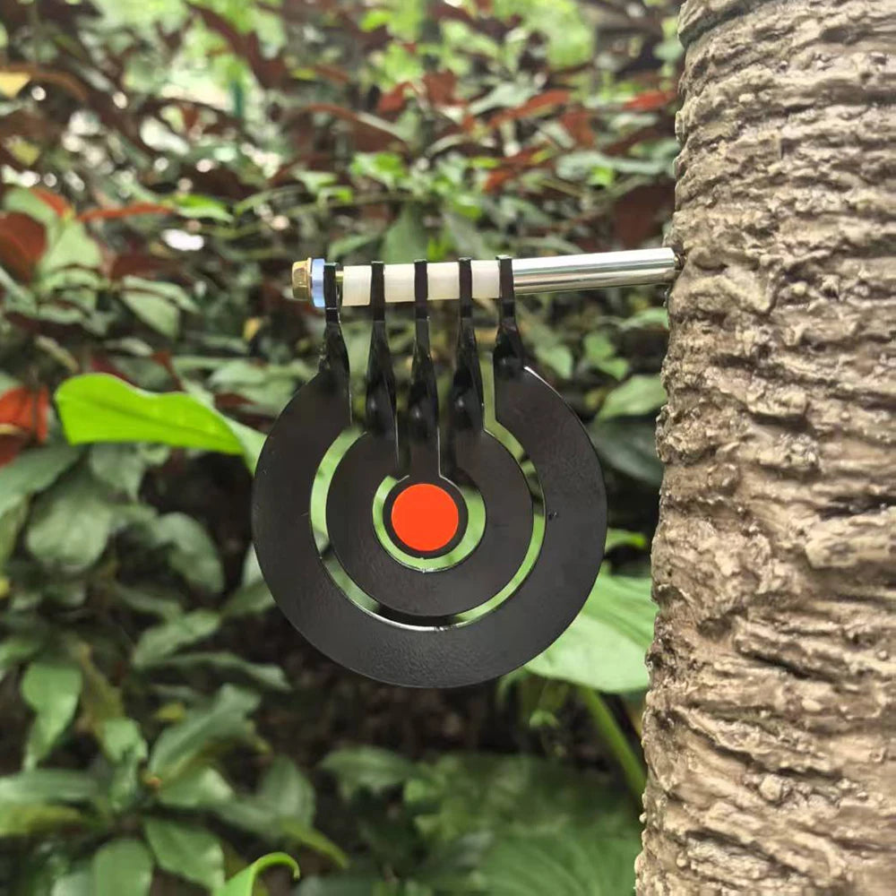 1Z-Shooting Practice with A Three - Ring Tree - Inserted Rotating Pendulum Target Made of 3 - Millimeter - Thick Metal