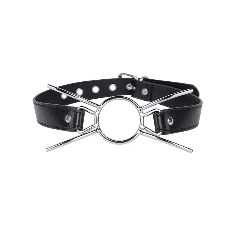 PU Leather Spider X Style O Ring Open Mouth Gag BDSM Oral Restraint Fetish Play Toy For Adult Men Women Couples