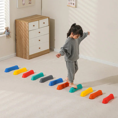 12 Pcs Balance Stepping Stones for Kids Sensory Integration Training Obstacle Course Indoor Outdoor Play Safe Stackable Tactile Beam for Toddlers Children