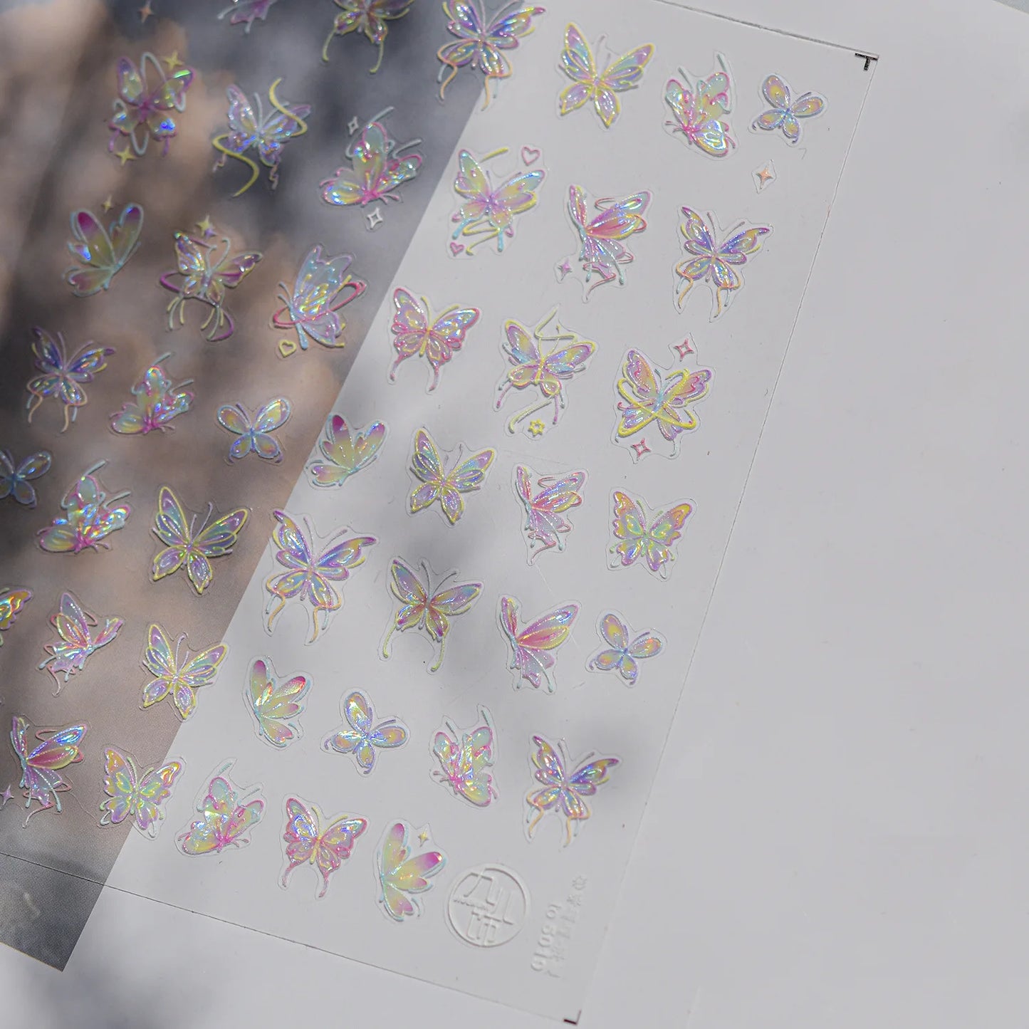 Shiny Jelly Butterfly Charming Golden Gradient Bowknot 5D Self Adhesive Nail Art Sticker Flower Petal Rhinestone Manicure Decals