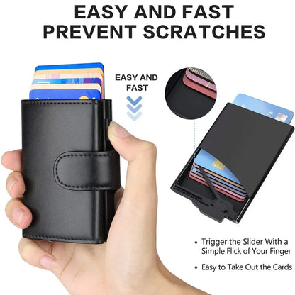 RFID Blocking Microfiber Genuine Leather Men Wallets Fashion Trifold Card Holder Money Bag Smart Slim Thin Coin Pocket Purse