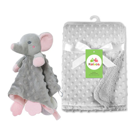 Custom Name Baby Blanket Personalized Baby Shower Gift Soft Minky Dot 2-in-1 Blanket & Lovey Set for Boys Girls