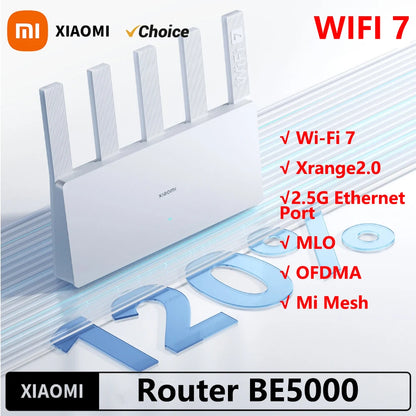 New XIAOMI Router BE5000 WiFi 7 5011Mbps 2.5GHz Network Port 512MB Memory Dual Broadband Access Network Security Protection  -CN