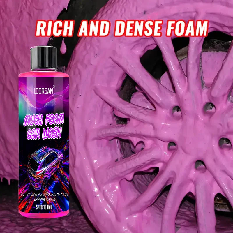 LOORSAN Pink High-Foam Car Wash Shampoo, Thick Snow Foam Cleaning Soap for Gentle Deep Cleaning & Gloss Enhancement
