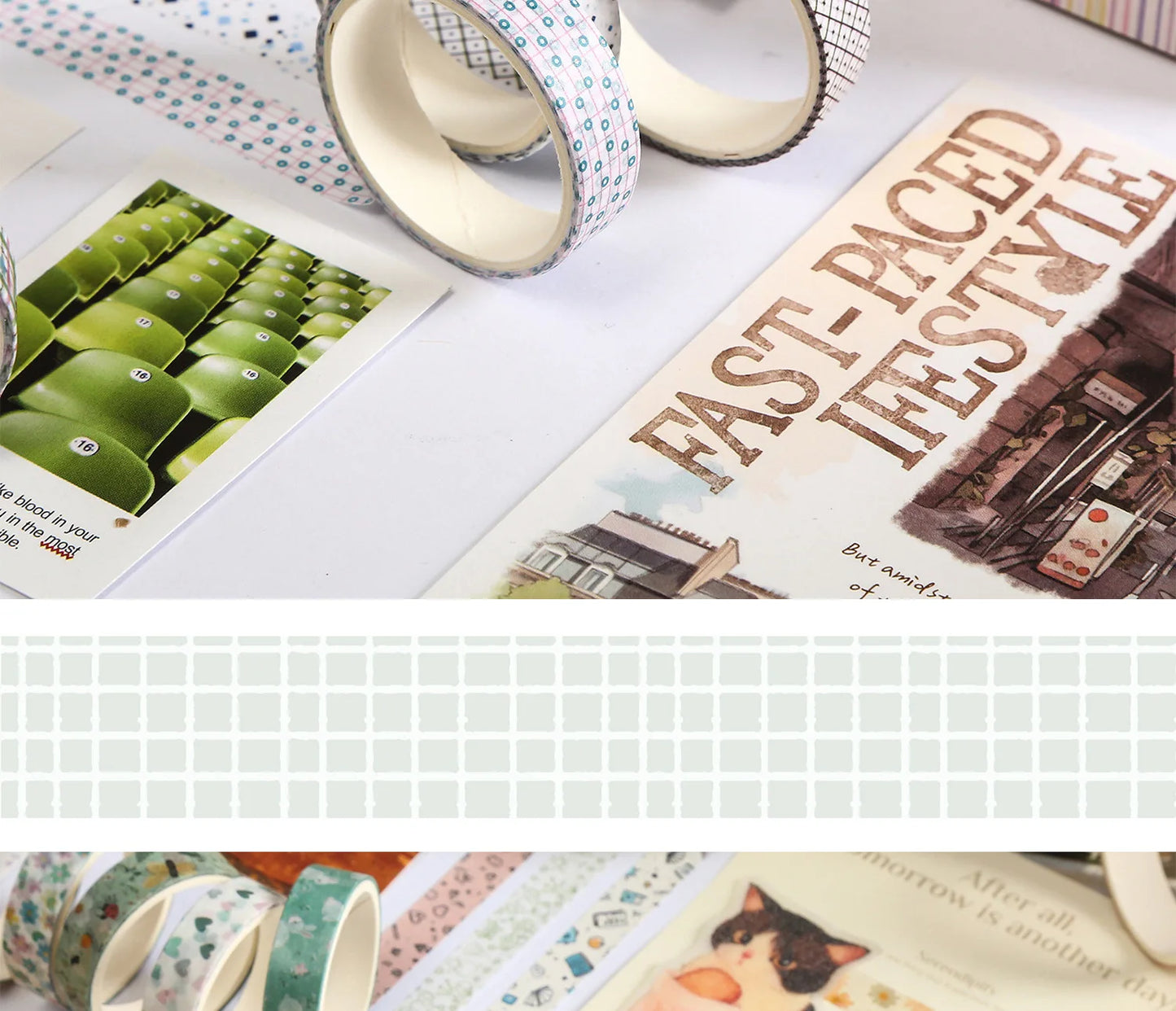 MINKYS 5pcs/set Basic Grid Star Decorative Tape Cute Cartoon Creative Washi Tape School Stationery
