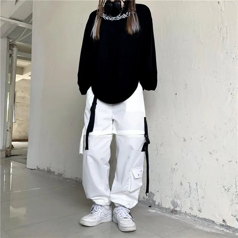 Casual Pants Women Cargo Korean Style Solid Spring Young Ladies Elastic Waist Popular Street Wear  Simple Ins Cozy Cool