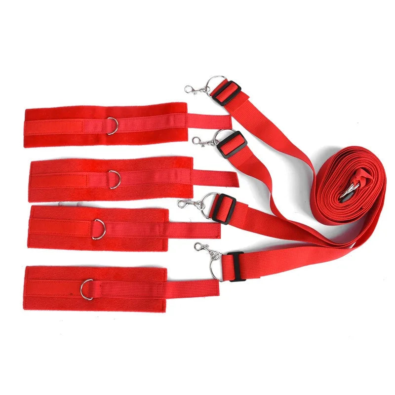 Bed Bondage Restraint Set Adjustable Wrist Ankle Cuffs Comfortable Couples Handcuffs Adult Sex SM Game Lover Intimate Play Kit