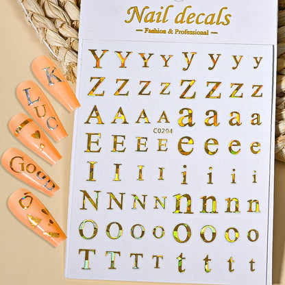 3D Glittery Gothic Letter Design Nail Art Stickers Uppercase Alphabet Letters Artistic Designs DIY Nail Art Decals Decoration #1