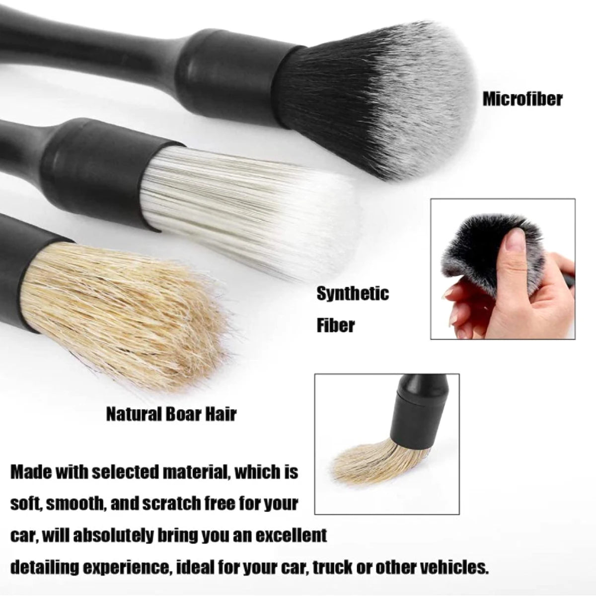 3/5PCS Car Detailing Brush Set Car Exterior Interior Boar Hair Bristle Brushes Dashboard Air Outlet Cleaning Brushes Tools