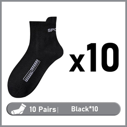 10/20Pairs High Quality Men's Socks Casual Breathable Cotton Man Run Sports Socks Spring Autumn Male Sox Gifts Plus Size 38-45