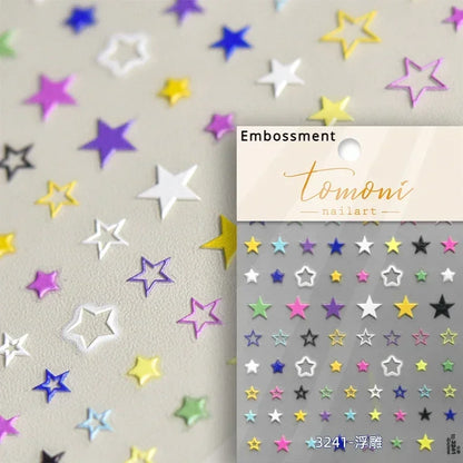 1PC 5D Korean Bronzing Nail Stickers Japanese Gold Silver Star Moon Luxury DIY Nail Art Decoration Decals Manicure Accessories