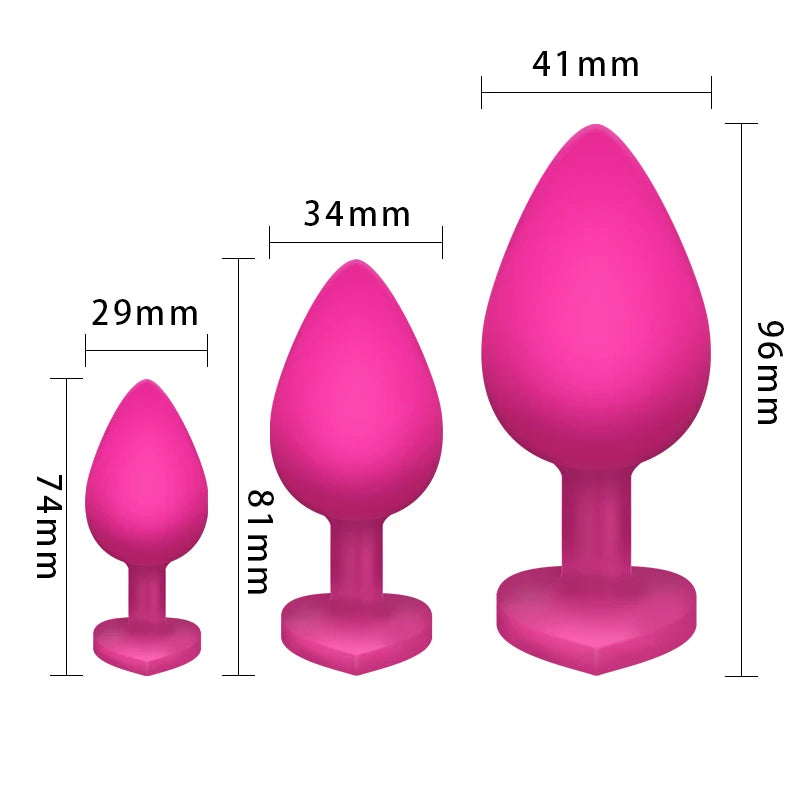 3Pcs Set Butt Anal Plug With Crystal Sex Toys for Women Men Soft Silicone Erotic Massager Stimulator Dildo Adult Product Plug
