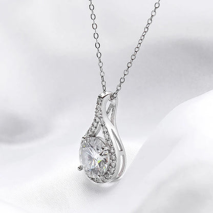 Smyoue 1-5ct Real Moissanite Necklace for Women Sparkling S925 Sterling Silver Jewelry Water Drop Pendant Girls Birthday Gift