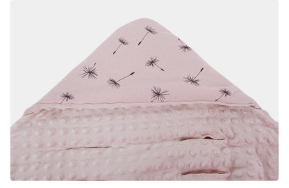 Newborn Baby Blanket In Baby Car Seat Basket 0-3 Months Swaddle Wrap With Windproof Hooded For Outside Travel Boys Girls