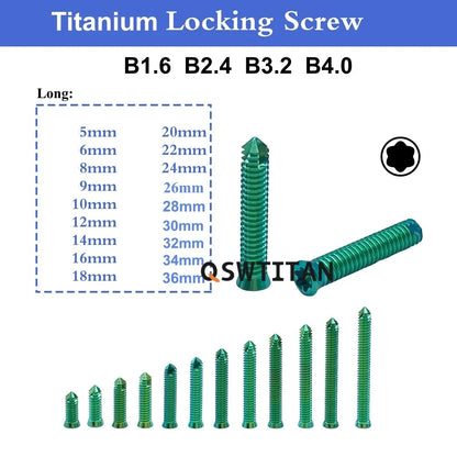 VKTIMALL Titanium Locking Screw Veterinary B1.6-B4.0 Bone Screw for Orthopedic Implant Trauma Plates