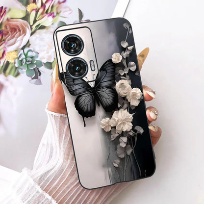 Case For Motorola Edge 50 Fusion Cover XT2429-1 Popular Flower Soft Black Silicone Phone Cases For Motorola G96 5G MotoG96 Funda