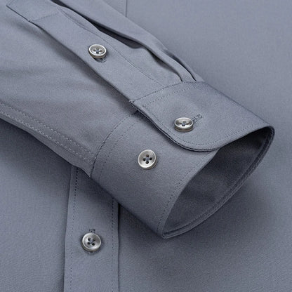 New Men's Solid Color Business Shirt Formal Fashion Thin Classic Basic Casual Slim White Long Sleeve Social Shirt Men Clothes