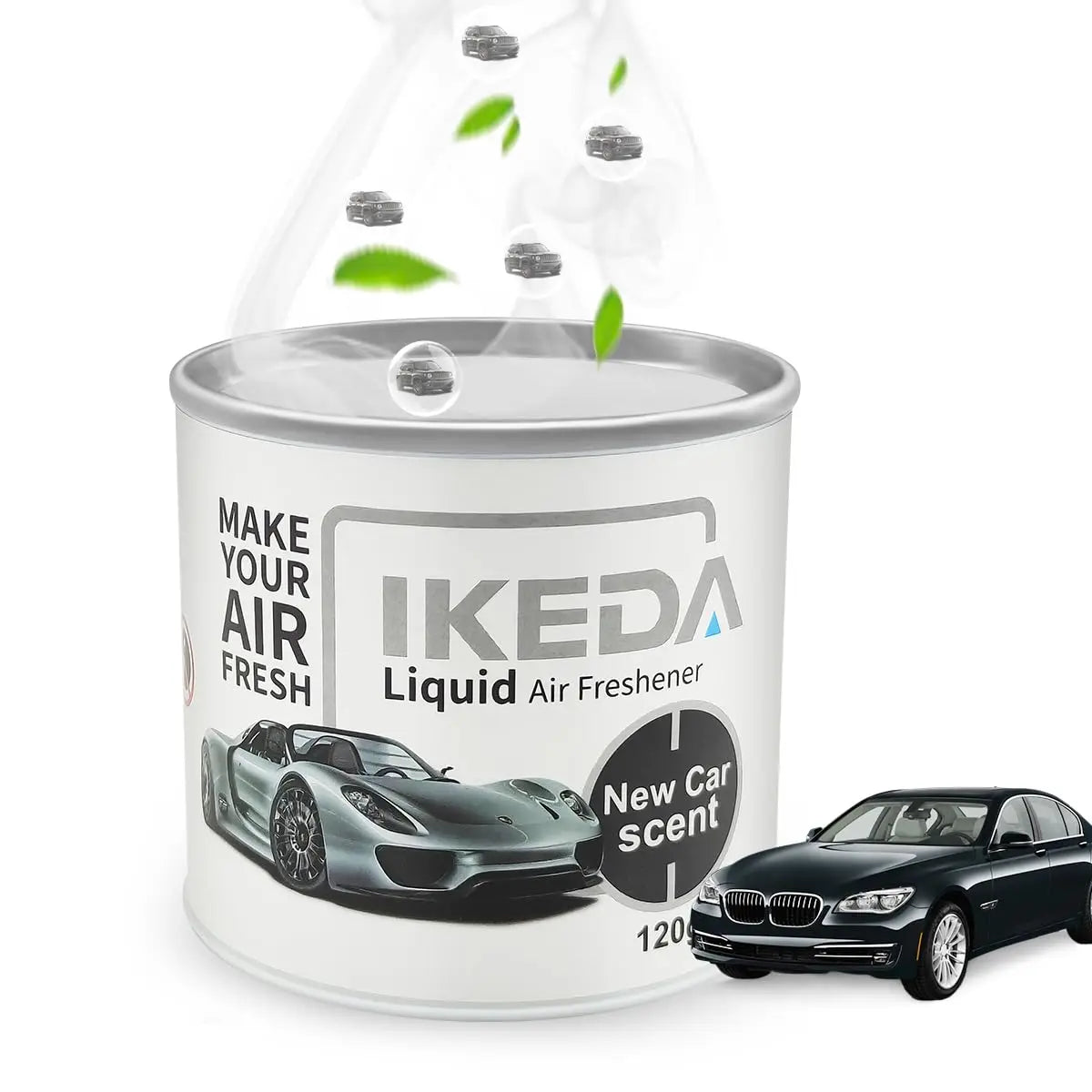 IKEDA 120ml Liquid Air Freshener with New Car Scent, Powerful Deodorizer for Car, Removes Cigarette Pet Odors, Continuous Freshn