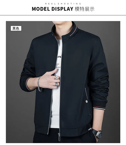 Men's Autumn Fashion Baseball Jackets Long Sleeve Stand Collar Loose Outwears Coats Sport Casual Slim Fit Business Jacket Male