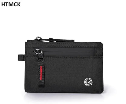 RFID Blocking Mini Travel Wallet Anti‑Scan Card Pouch with Keychain, Portable Coin Purse for Travel Daily Use