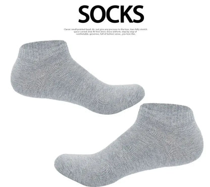 5/10 Pairs Low Cut Men Socks Solid Color Black White Breathable Cotton Socks Male Sport Businessmen Short Socks
