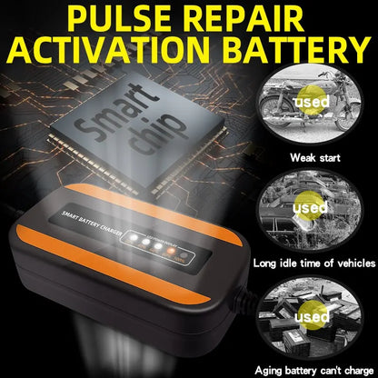 12V 6V Motorcycle Toy Car Battery Charger Mini Lead Acid Battery Charger 2A Full Automatic Charging Puls Repair for Auto Motorcy