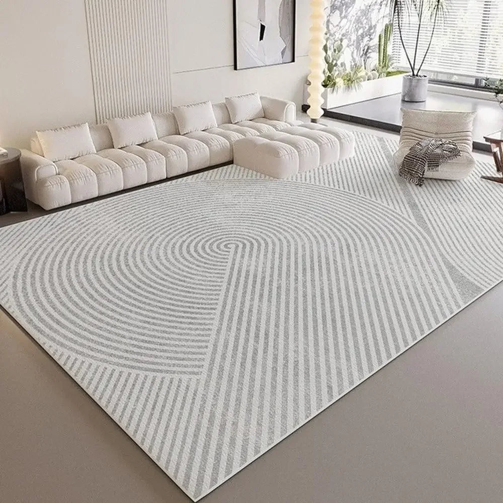VIKAMA Wabi-Sabi Style Striped Rug Living Room Sofa & Coffee Table Mat Non-Slip & Easy-Care Bedroom & Office Rug Home Decor