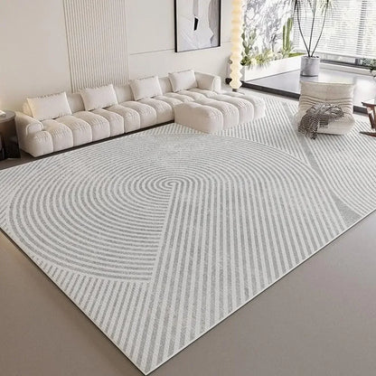 VIKAMA Wabi-Sabi Style Striped Rug Living Room Sofa & Coffee Table Mat Non-Slip & Easy-Care Bedroom & Office Rug Home Decor