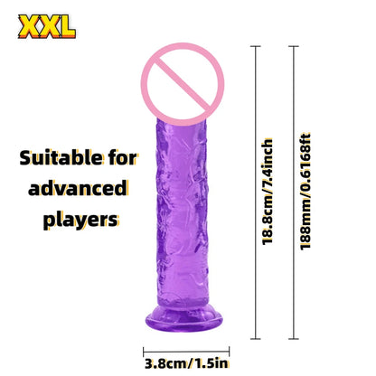 Realistic Soft Jelly Dildo Transparent Suction Cup Strong Grip Flexible Intimate Toy for Women Solo Couple Play