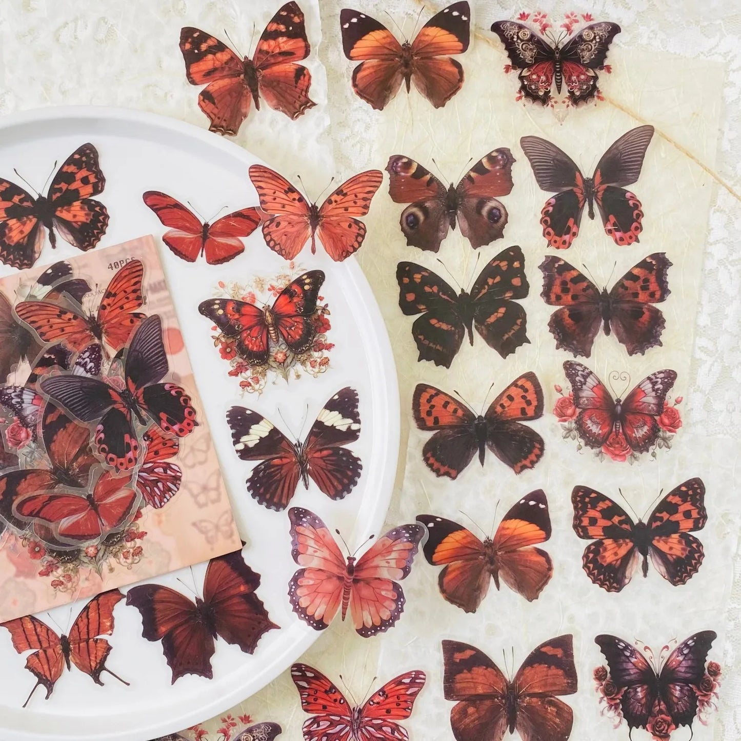Journamm 40pcs ET Butterfly Stickers Scrapbook Supplies Creative Hand Account Materials Decoration DIY Stickers Junk Journal