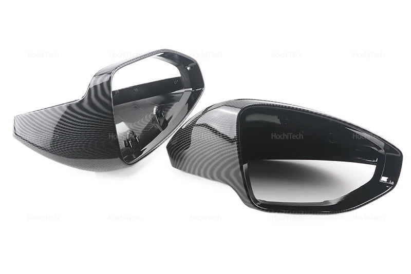 High Quality Carbon Fiber Glossy Black Replacement Side Mirror Covers Cap for Audi A6 S6 RS6 C8 A7 S7 RS7 A8 Left hand Drive