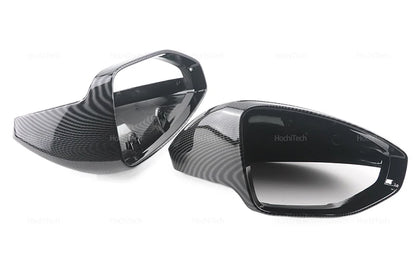High Quality Carbon Fiber Glossy Black Replacement Side Mirror Covers Cap for Audi A6 S6 RS6 C8 A7 S7 RS7 A8 Left hand Drive