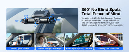 AZDOME Dash Cam M660 2.5K+3*1080P 4CH Car DVR GPS 5G Wifi Free 64GB Card Voice Control 24H Parking Monitor Super Night Visio