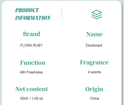 1 PC Flora Ruby Light Green Series Deodorant Roll On w omen's and men all-purpose   Deodorant Roll Aluminum Free easy to carry a