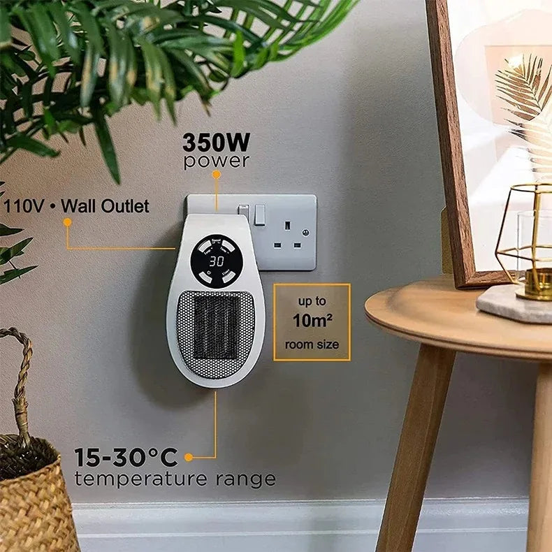 500W Electric Heater Wall-mounted Warm Air Blower Mini Hot Air Blower Plug-in Radiator With Remote Control Electric Hot Fan